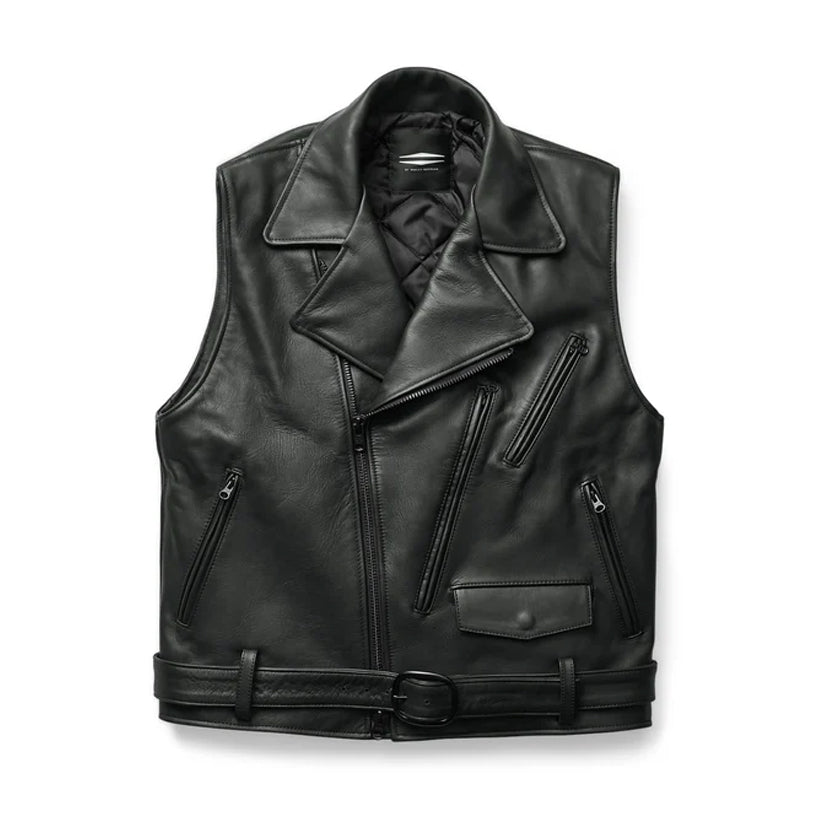 Mens Bar & Shield Classic Leather Vest