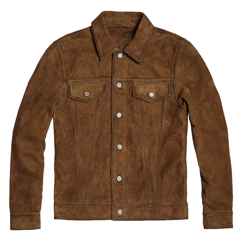 Mens Brown Suede Leather Rider Jacket