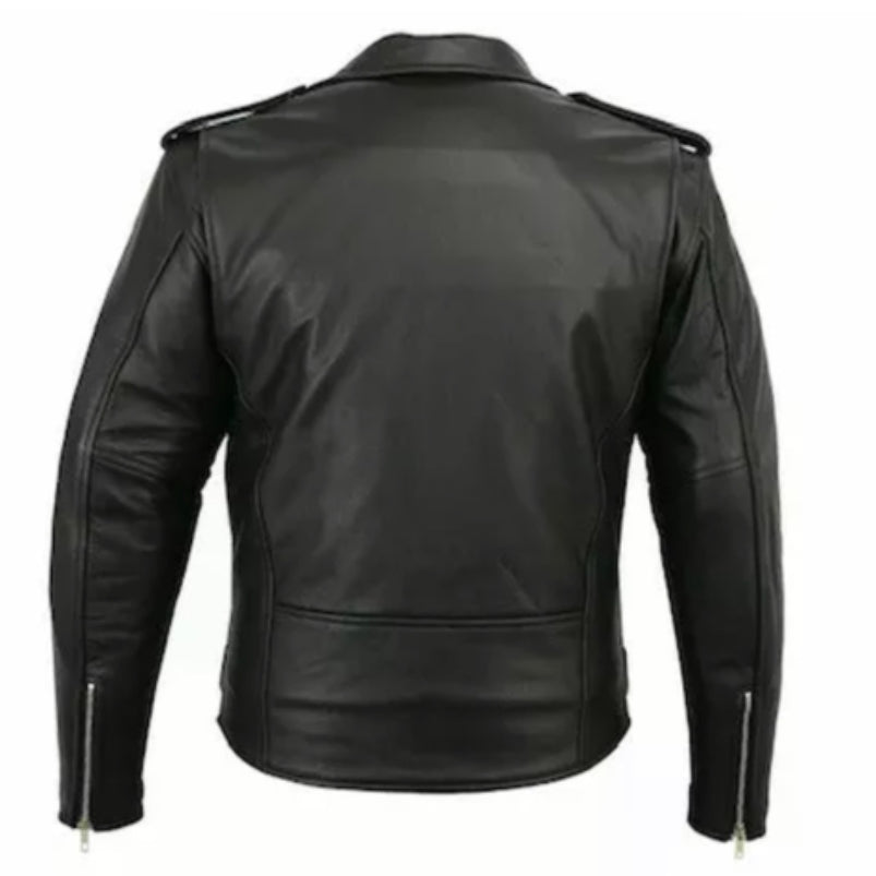 Mens Genuine Motorcycle Black Leather Jacket