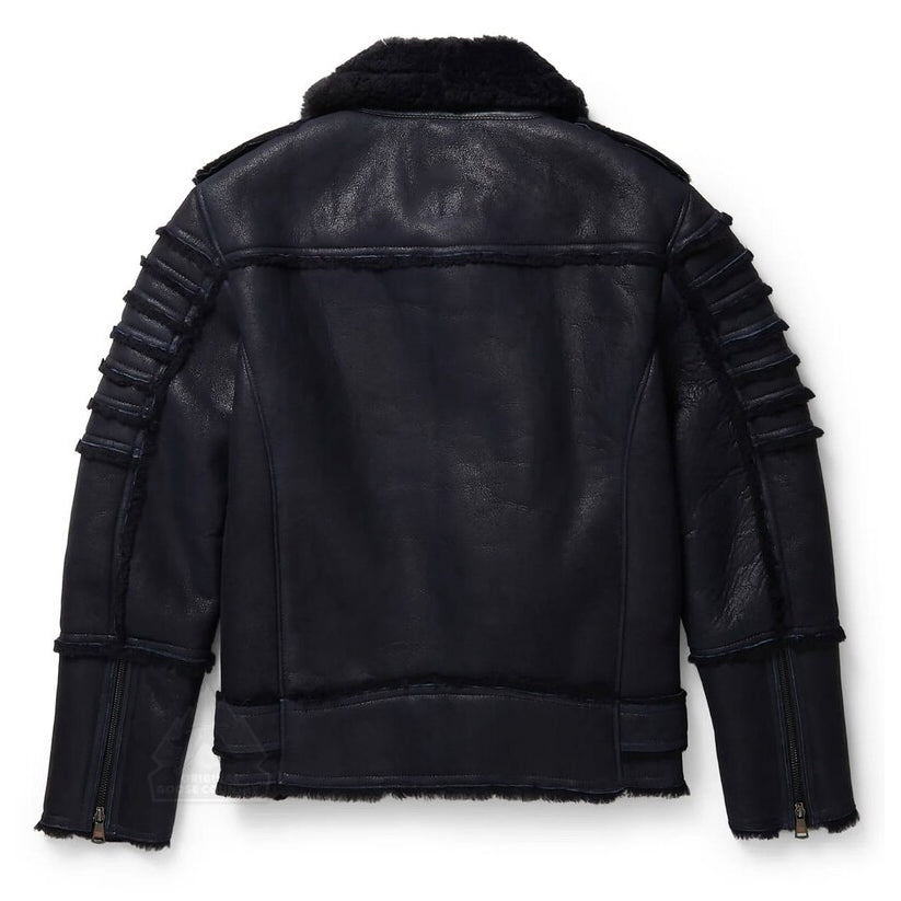 Mens Leather V Bomber Jacket