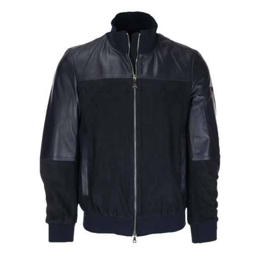 Mens Leather and Reindeer Bomber Jacket