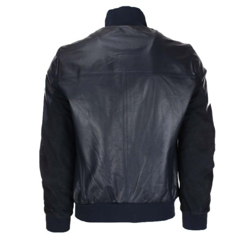 Mens Leather and Reindeer Bomber Jacket