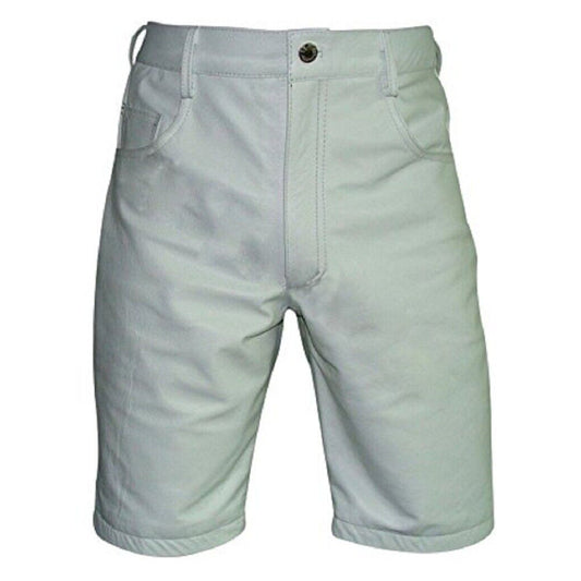 Mens Long Shorts Genuine White Leather