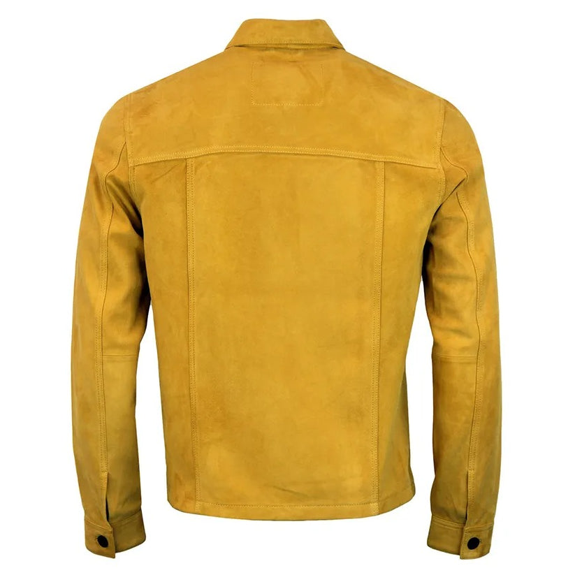 Mens Mustard Classic Suede Leather Jacket