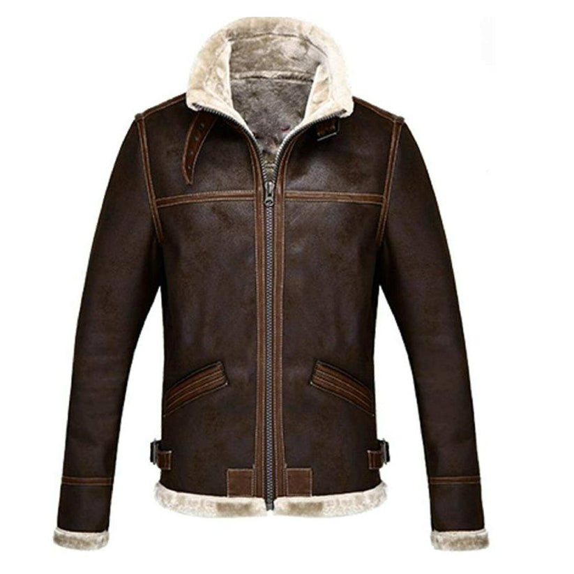 Mens Real Sheepskin Fur B3 Brown Jacket