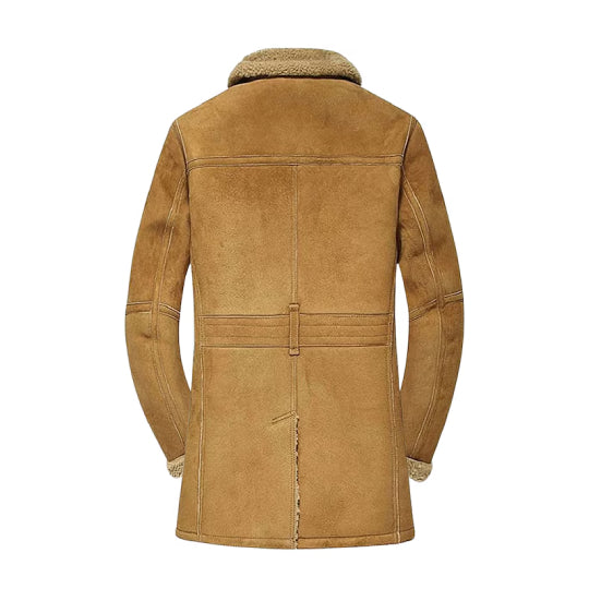 Mens Real Sheepskin Shearling Bomber Duffle Coat