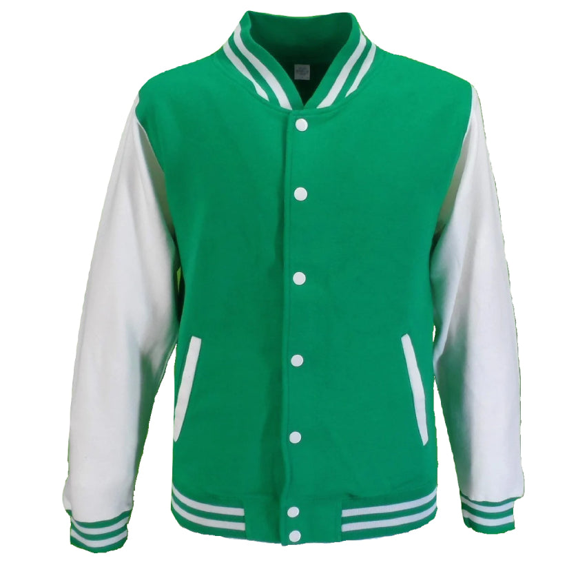 Mens Retro Green/White Varsity Letterman Jackets