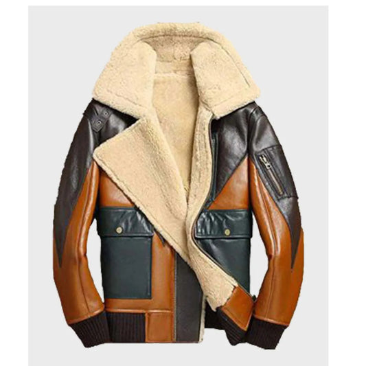 Mens Shearling Bomber Leather Jacket