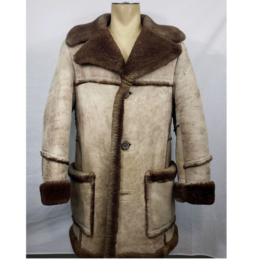 Mens Sportswear leather shearling sheepskin jacket coat
