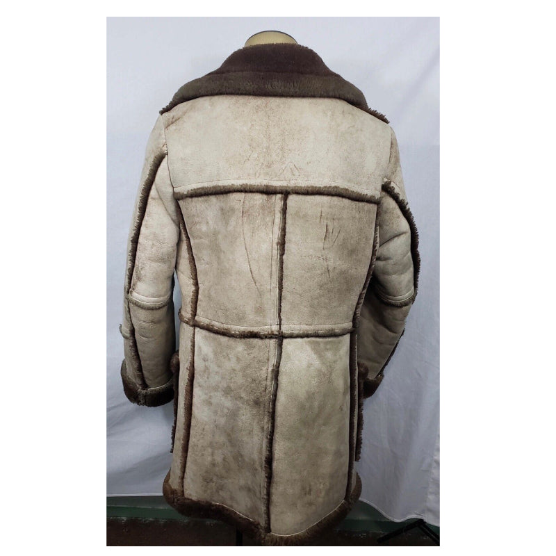 Mens Sportswear leather shearling sheepskin jacket coat