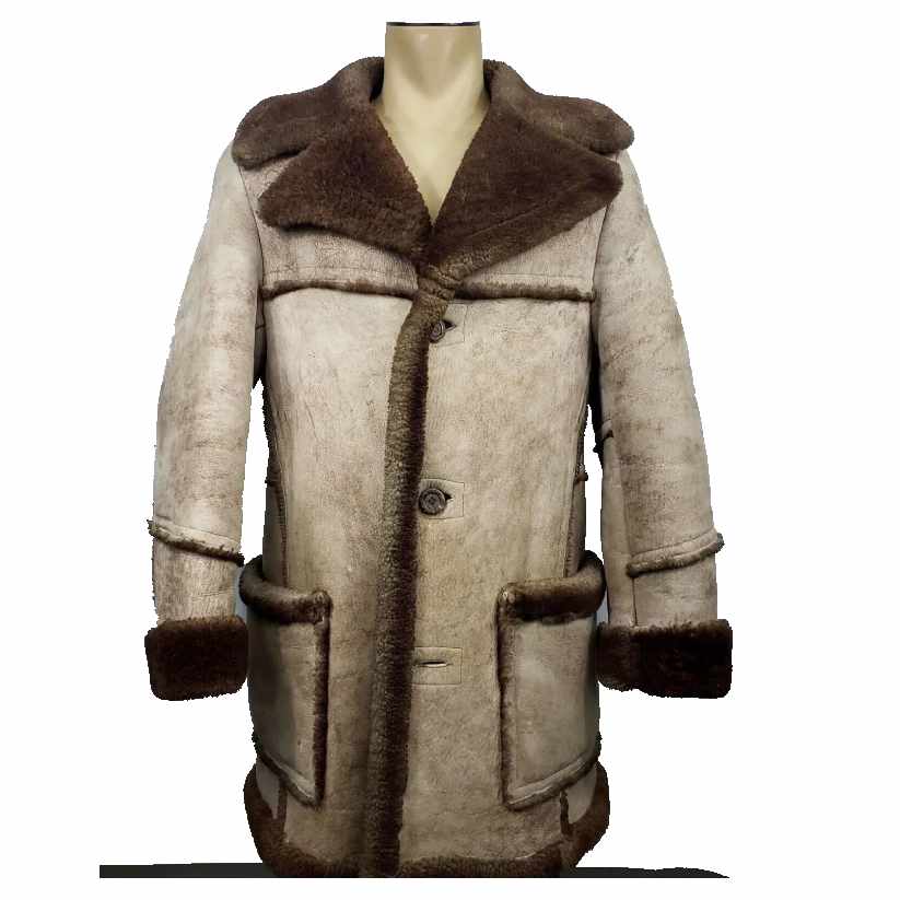 Mens Sportswear leather shearling sheepskin jacket coat