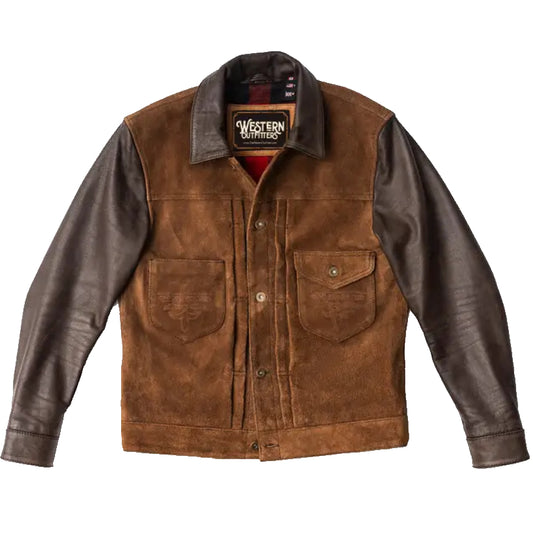 Mens Suede Leather Trucker Jacket