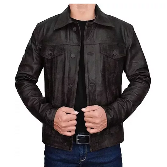 Mens Trucker Leather Jacket