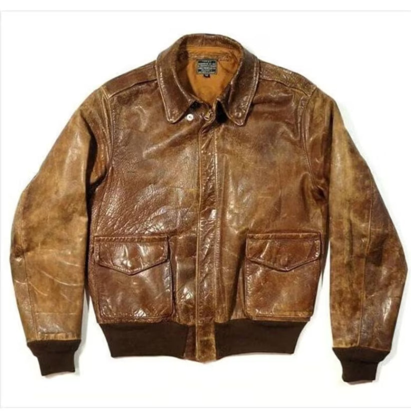 Military Style A2 Bomber Leather Jacket