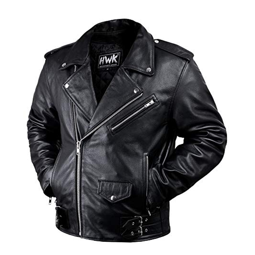 Motorcycle Jacket for Men, Genuine Black