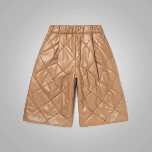 New Camel Mens Leather Shorts