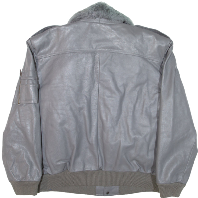 New Flight Leather Jacket Grey Mens