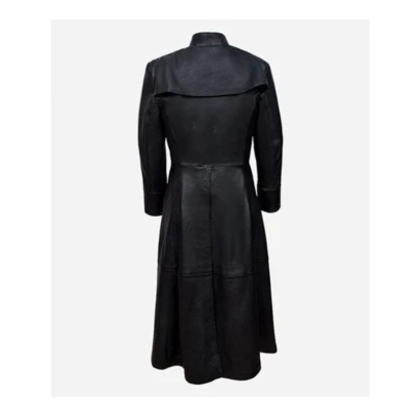 New Leather Black Unique Coat