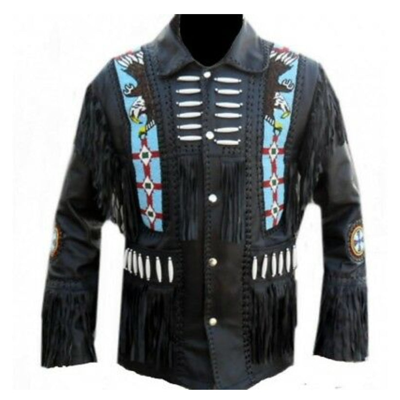 New Men's Cowhide Leather Jacket Western