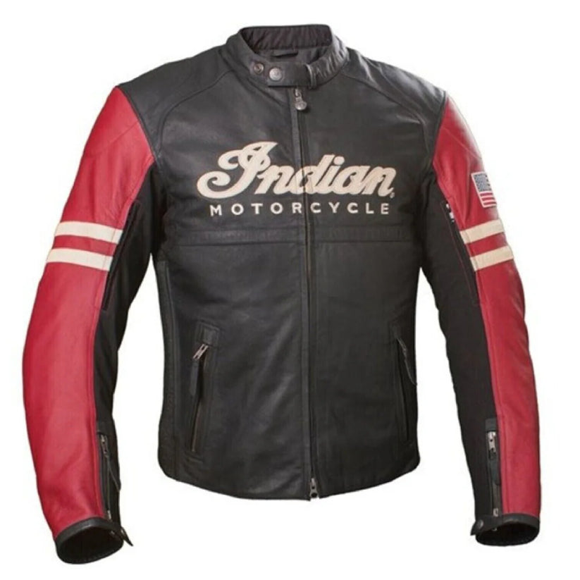 New Mens Indian Black Leather Biker jacket