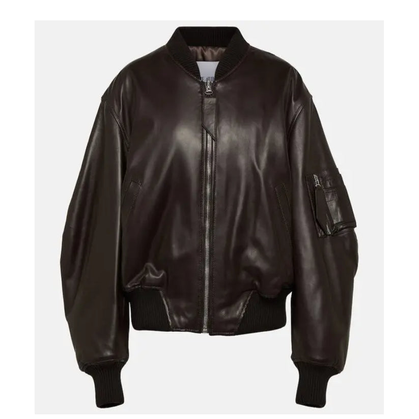 New Style Leather Bomber Jacket Brown