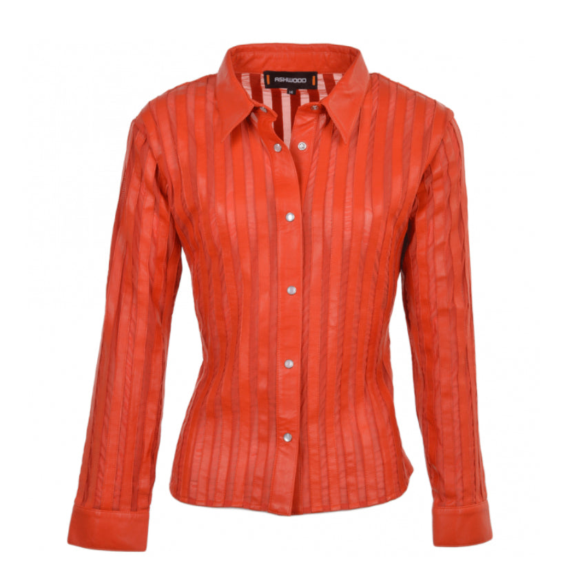 New Style Leather Shirt Red