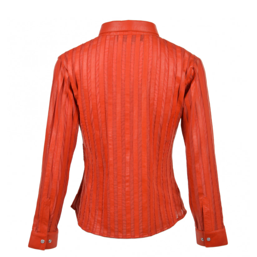 New Style Leather Shirt Red