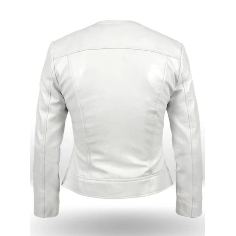 New Stylish Celebrity Leather White Jacket For Women