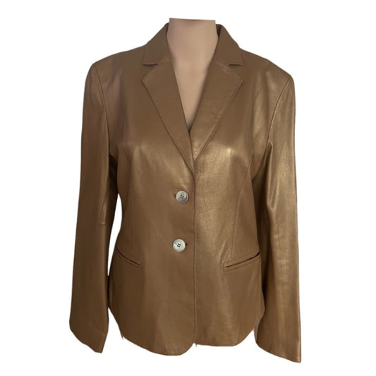 New York Metallic Gold Leather Jacket Blazer
