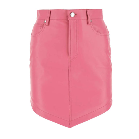 Pink Leather Mini Skirt