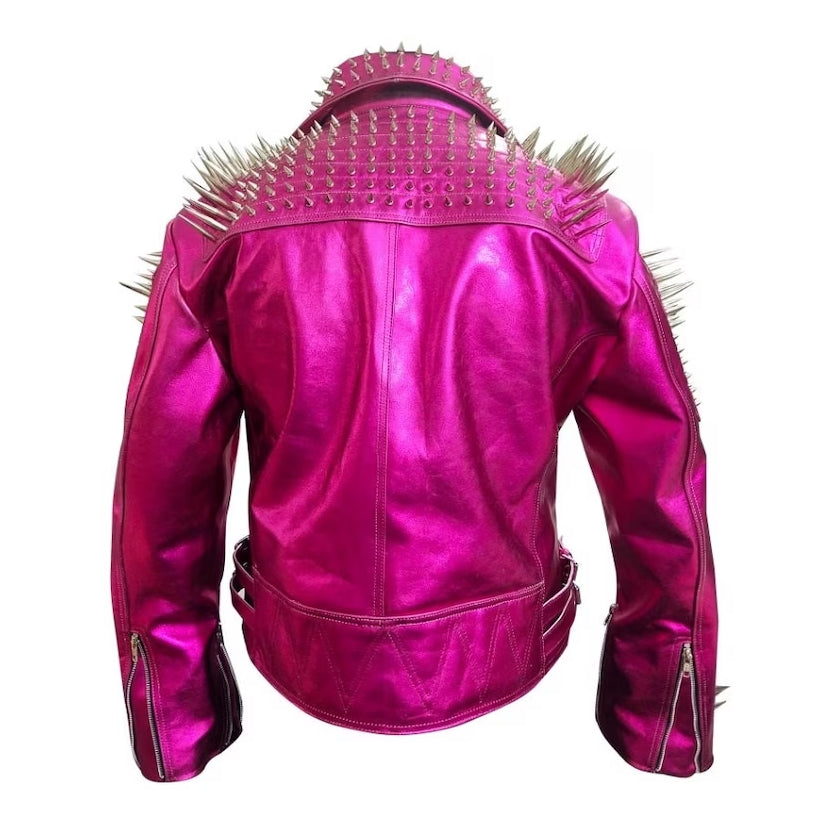Real Leather Pink Fashion Jacket