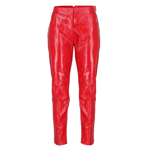 Red Leather Pants for Men Real Sheepskin Genuine Pants