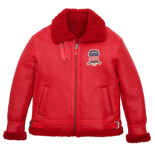 Red shearling icon jacket, B3 shearling Icon jacket
