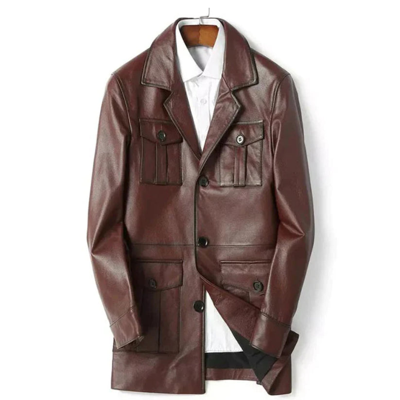 Scout Brown Leather Trench Coat