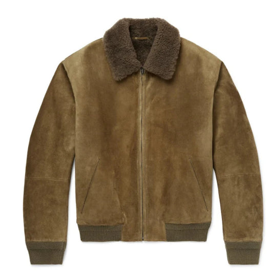 Shearling Bomber Jacket Men Army