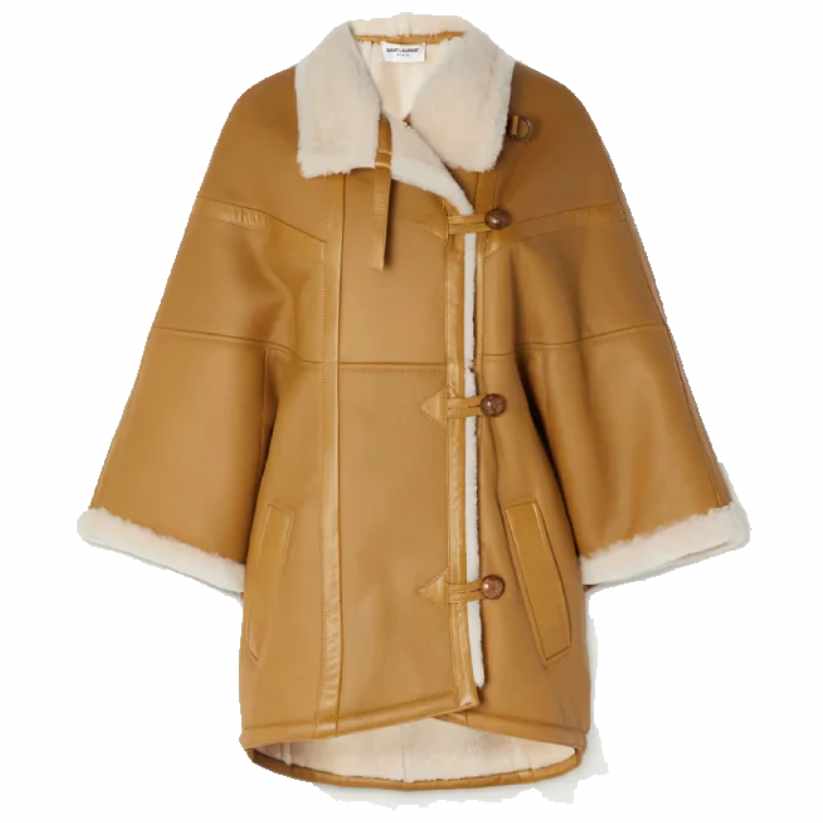 Shearling Lined Leather Coat