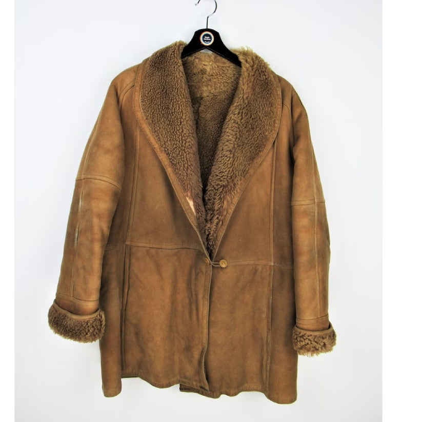 Shearling genuine leather jacket vintage