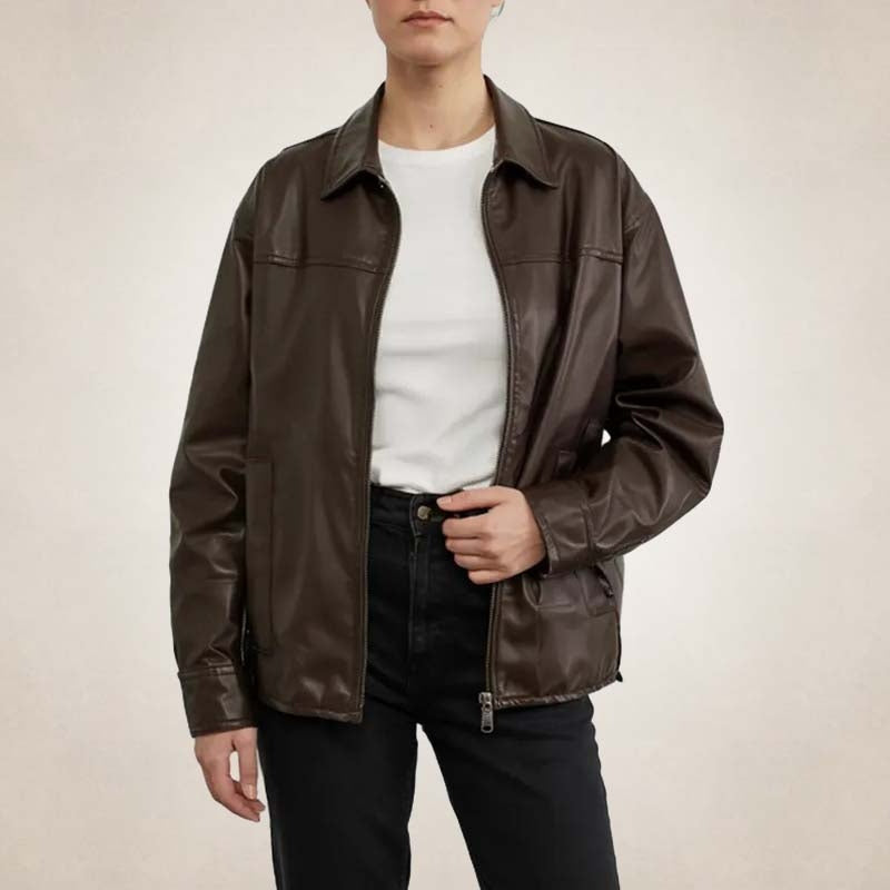 Sienna Women's Brown Casual Leather Jacket
