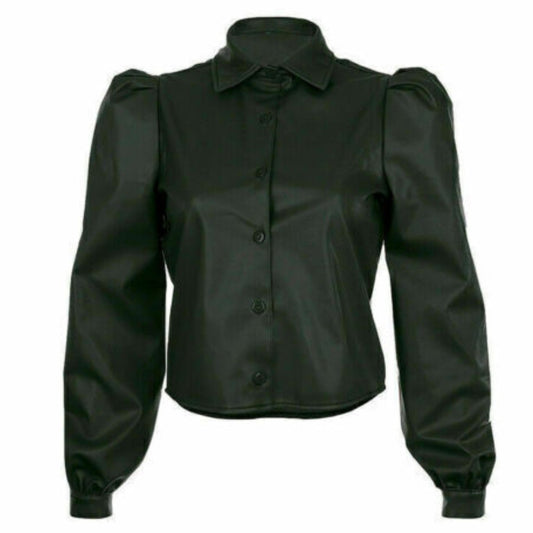 Stylish BLACK Women's Leather Shirt