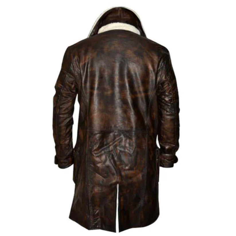 The Dark Knight Distressed Leather Trench Coat