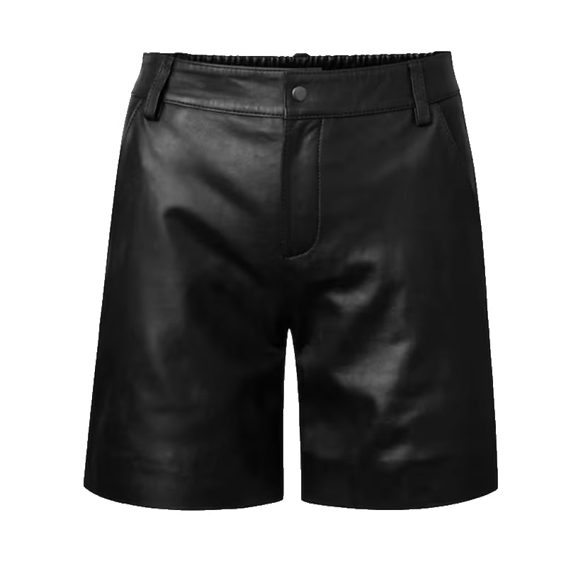 Unique Real Leather Shorts Black