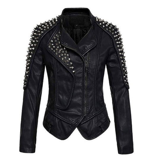 Unique Women’s Black Studded Leather Jacket
