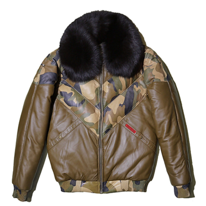 V-Bomber Leather Down Jacket