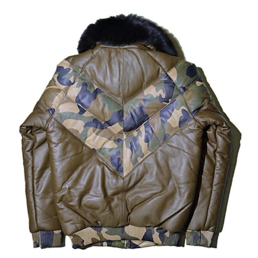V-Bomber Leather Down Jacket