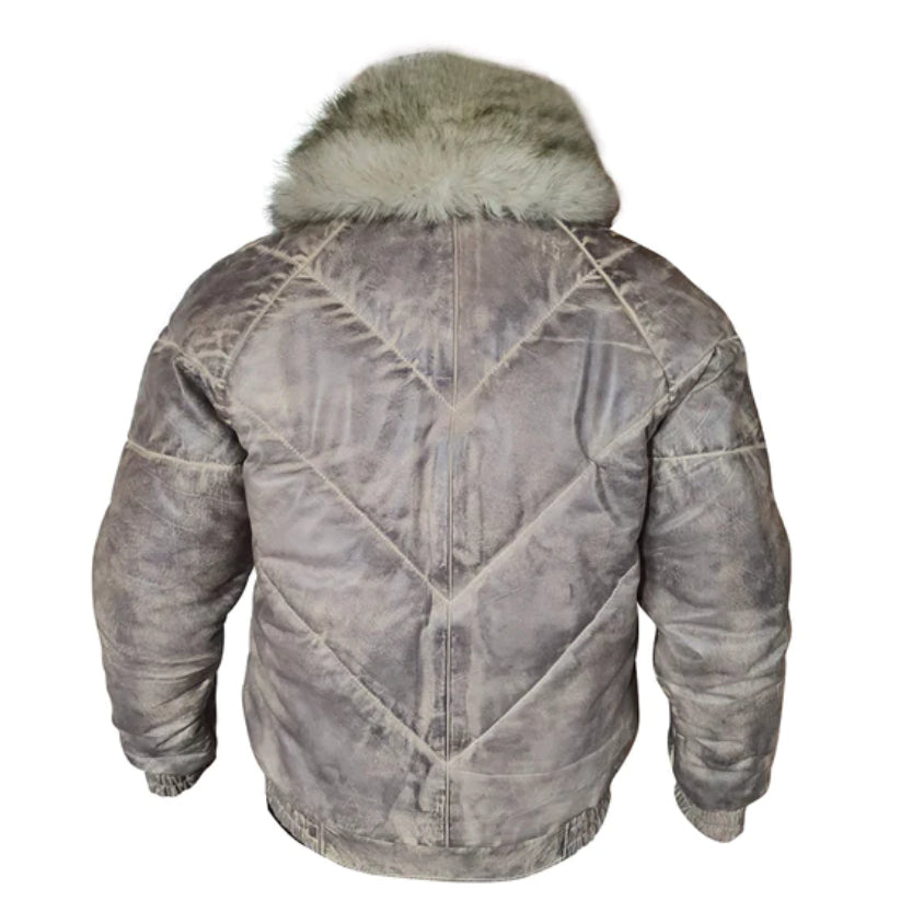 V-Bomber style Winter Leather Jacket