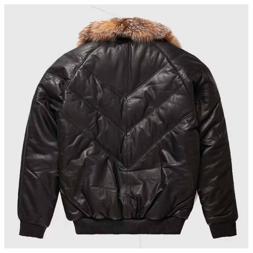 V Bomber Leather Jacket For Sale New Style