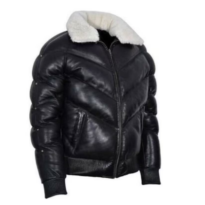 V Bomber Sheepskin Leather Jacket