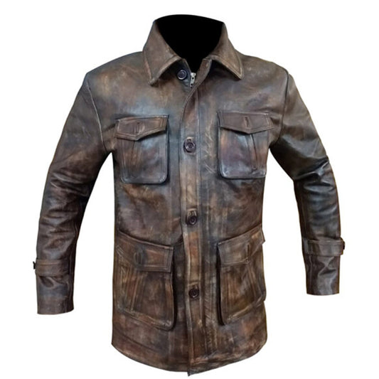 Men Brown Vintage Distressed Leather Jacket