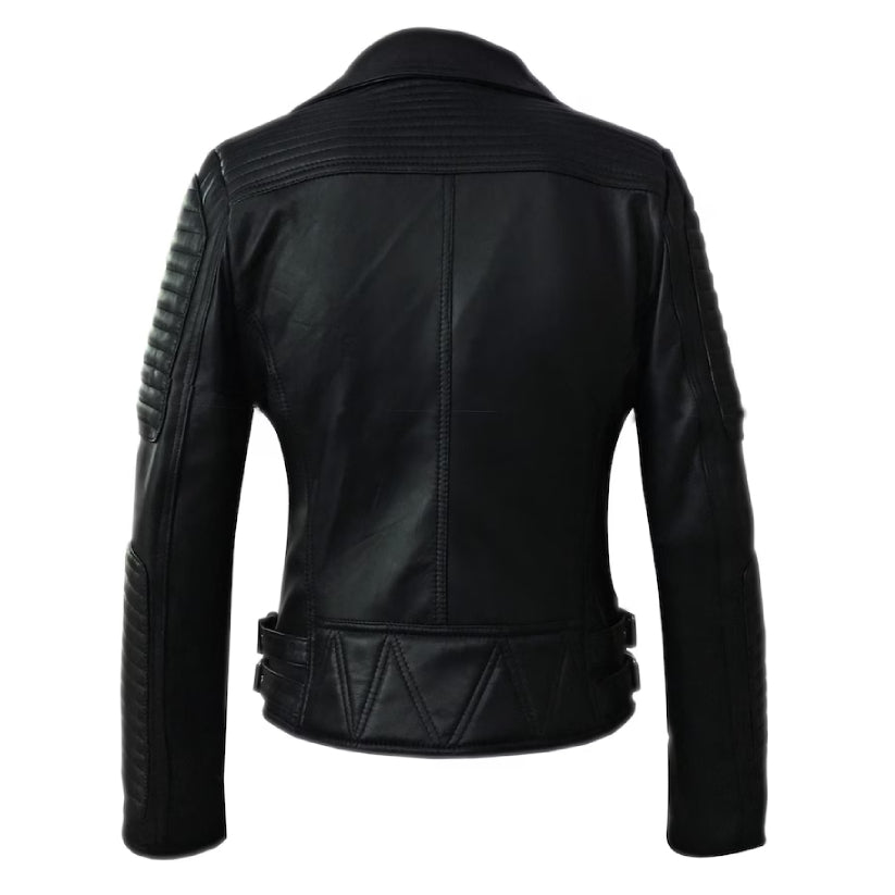 Women Biker Sheepskin Leather Jacket