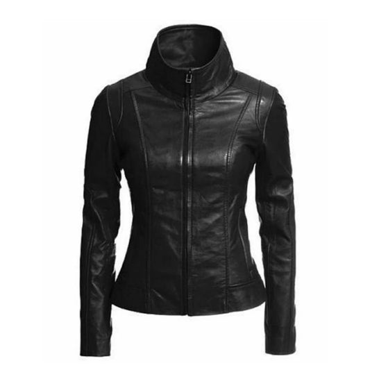 Women Black Leather Jacket Biker